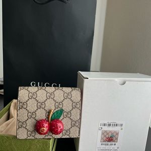 Cherry Card Case GG Supreme Wallet